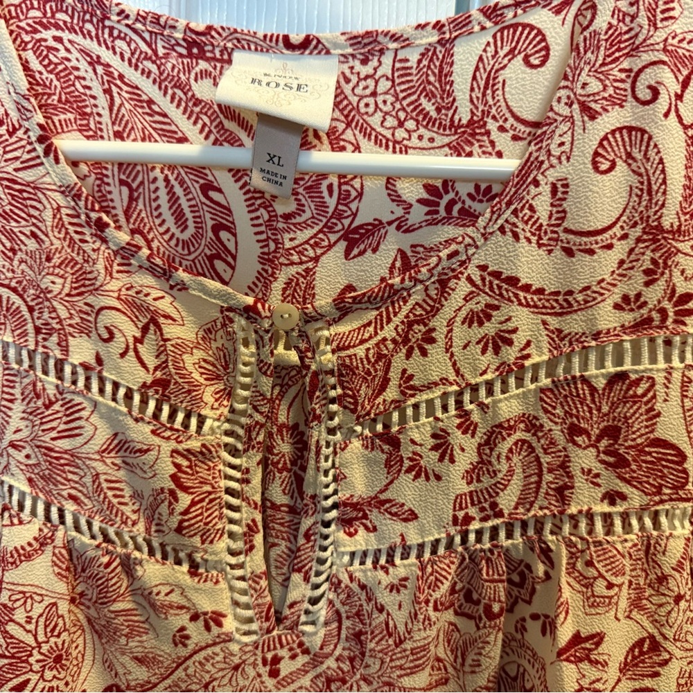 Knox Rose Red Tie Front Embellished Blouse